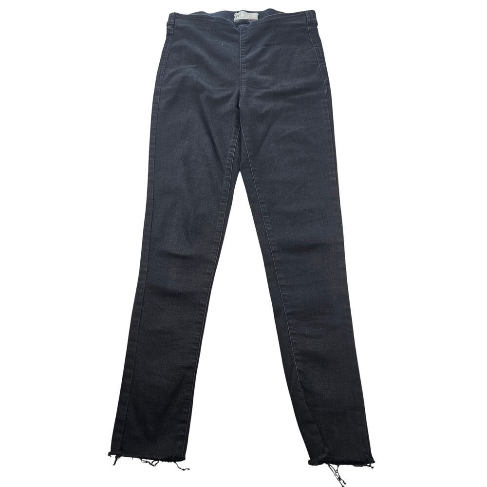 Free People Jeans 28 grunge Black Stretch Denim Pull On Skinny Ankle mid rise